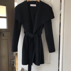 Tahari Wool Blend Wrap Coat- Navy Blue size Small